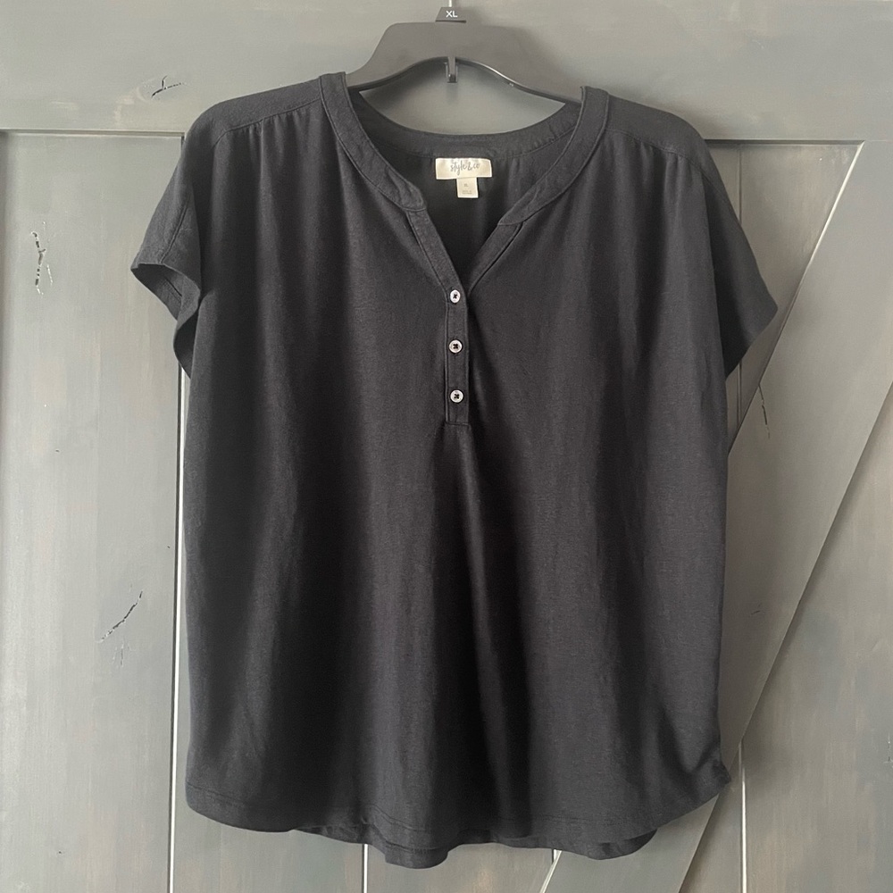 Style & Co. Black Short Sleeve Shirt